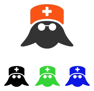 Tıbbi hemşire kafa düz vektör simgesi