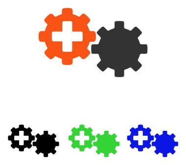 Tıbbi işlem vites düz vektör simgesi