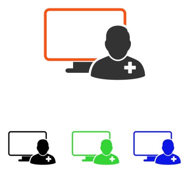 Online doktor düz vektör simgesi