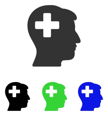 Artı adam kafa düz vektör simgesi