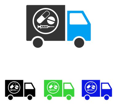 Eczane kamyon düz vektör simgesi