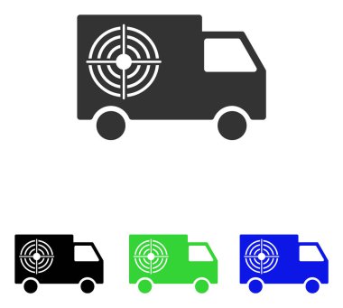 Atış poligonu kamyon düz vektör simgesi