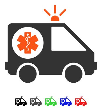 Ambulans araba düz simgesi