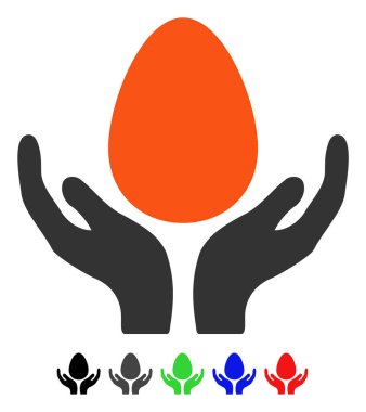 Yumurta kuluçka eller düz simgesi