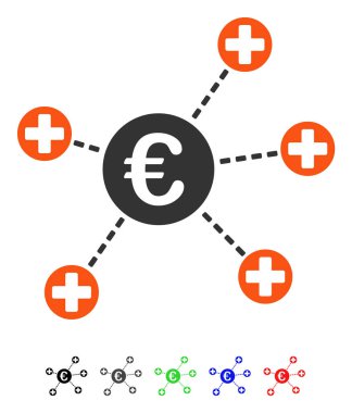 Euro tıbbi Linkler düz simgesi