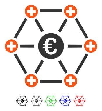 Euro tıbbi ağ düz simgesi