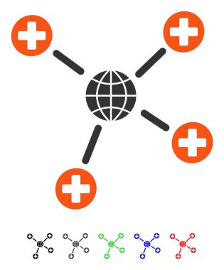 Küresel sağlık Linkler düz simgesi