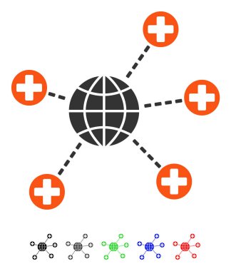 Küresel sağlık Linkler düz simgesi
