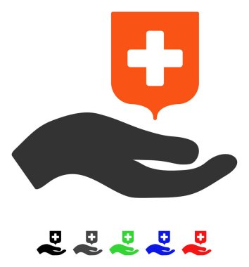 El teklif tıbbi kalkan düz simgesi