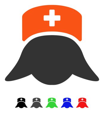 Hastane hemşire kafa düz simgesi