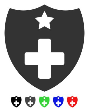 Tıbbi Sigorta kalkan düz simgesi