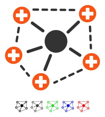 Tıbbi ağ yapısı düz simgesi