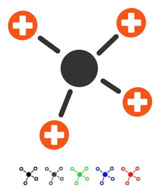 Tıp bağlantılar düz simgesi