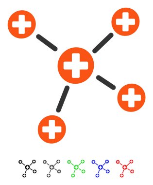 Tıp bağlantılar düz simgesi