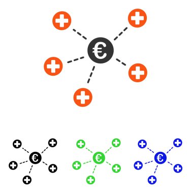 Euro tıbbi Linkler düz vektör simgesi