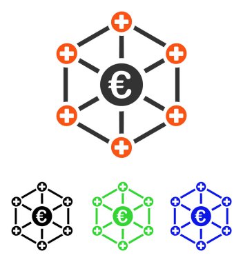 Euro tıbbi ağ düz vektör simgesi
