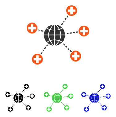Küresel sağlık Linkler düz vektör simgesi