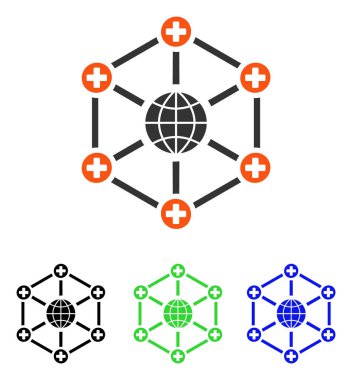 Genel tıp ağ düz vektör simgesi