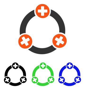 Tıbbi işbirliği düz vektör simgesi