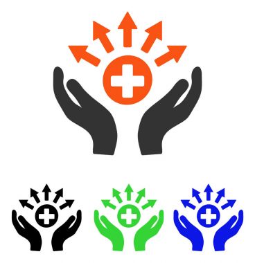 Tıbbi dağıtım bakım el düz vektör simgesi