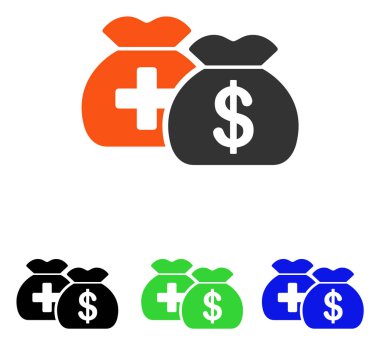 Sağlık fonu çanta düz vektör simgesi