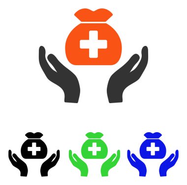 Sağlık fonu bakım el düz vektör simgesi