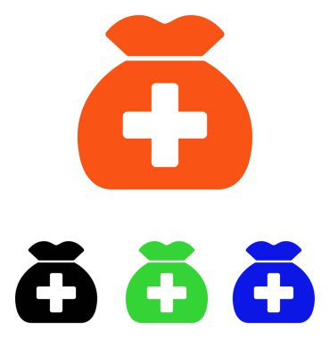 Sağlık fonu çuval düz vektör simgesi