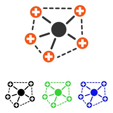 Tıbbi ağ yapısı düz vektör simgesi