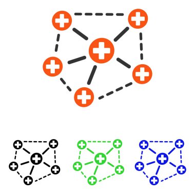 Tıbbi ağ yapısı düz vektör simgesi