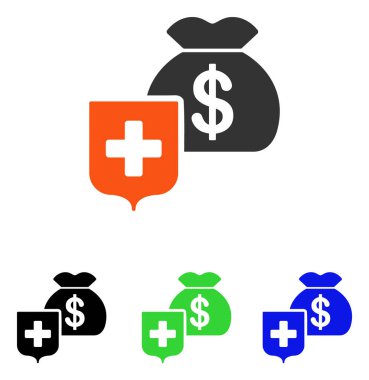 Para çantası kalkan düz vektör simgesi