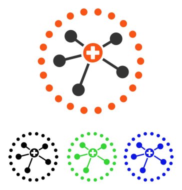 Yuvarlak tıbbi bağlantıları düz vektör simgesi