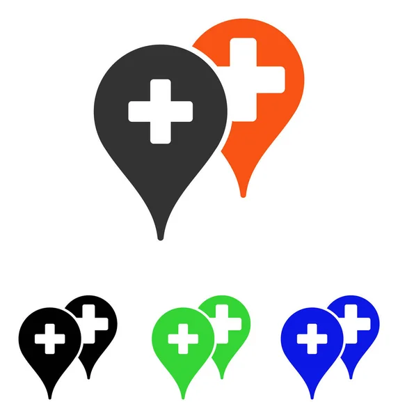 Medical Map Markers Flat Vector Icon — Stock Vector