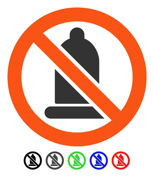 Verboden condoom platte pictogram — Stockvector