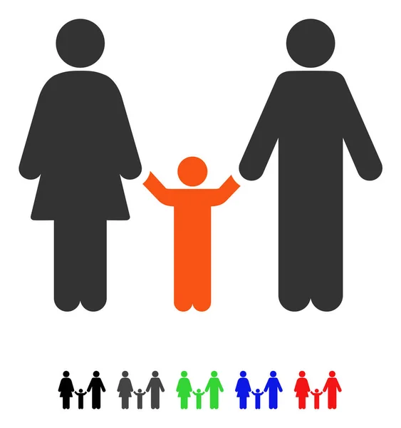 Ouders en kind platte pictogram — Stockvector