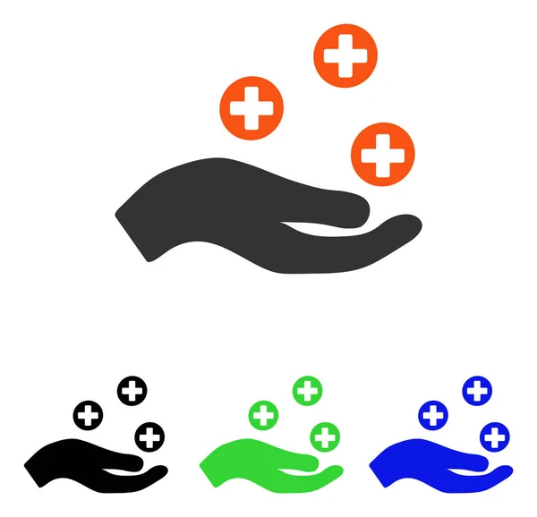 Hand Offer Medicine Flat Vector Icon — Stock Vector