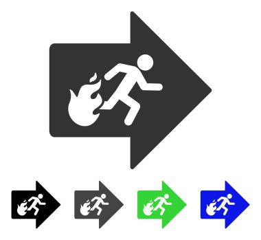 Yangın çıkış düz simgesi