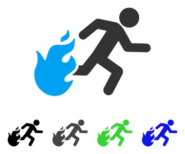 Adam düz simgesi çalışan ateş