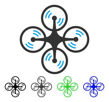 Uçan Quadcopter düz simgesi