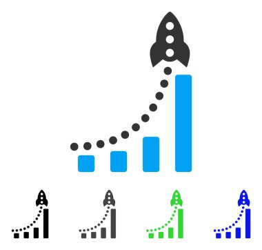 Roket başarı Bar grafik düz simgesi