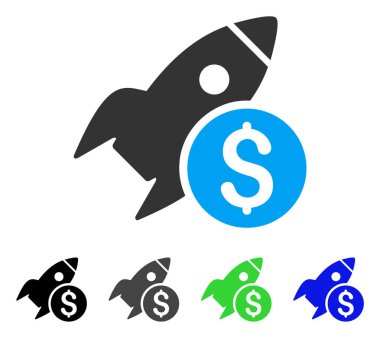 İş başlangıç roket düz simgesi