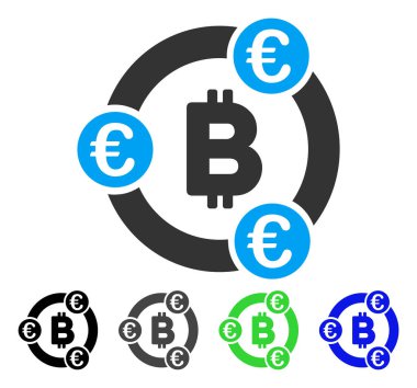 Bitcoin Euro işbirliği düz simgesi