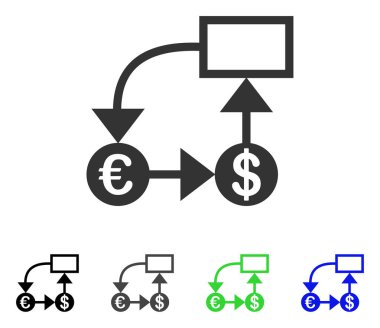 Euro ve dolar akış şeması düz simgesi
