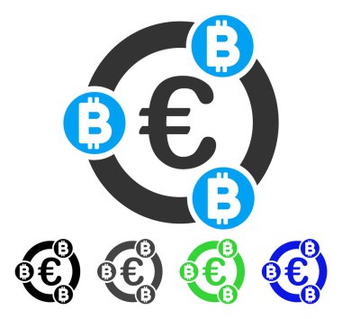 Euro Bitcoin işbirliği düz simgesi