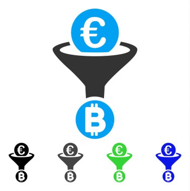 Euro Bitcoin dönüşüm huni düz simgesi