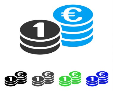 Bir Euro Coins düz simgesi