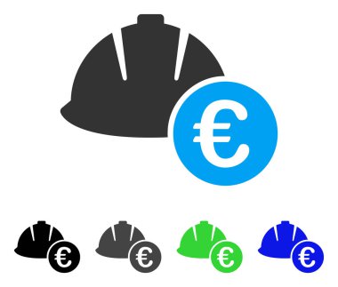 Mühendislik kask ve Euro düz simgesi