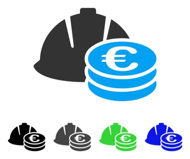 Euro sikke ve kask düz simgesi