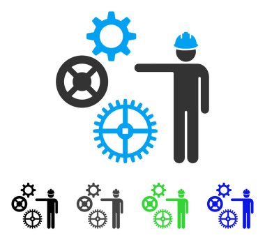 Vites mekaniği sunu düz simgesi