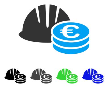 Kask ve Euro para düz simgesi