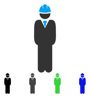 Ayakta mühendis düz simgesi